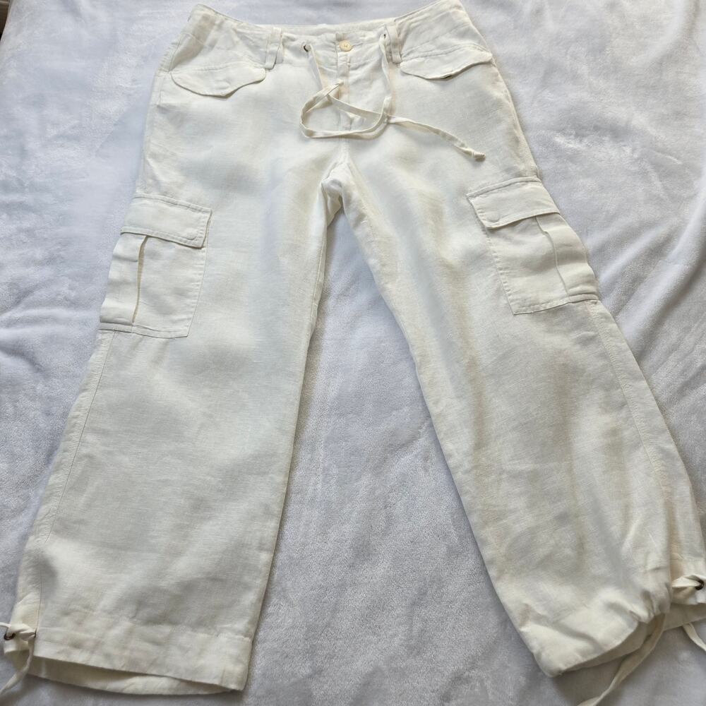 Lauren Ralph Lauren Women's Wide Leg Cargo Pants in Cream